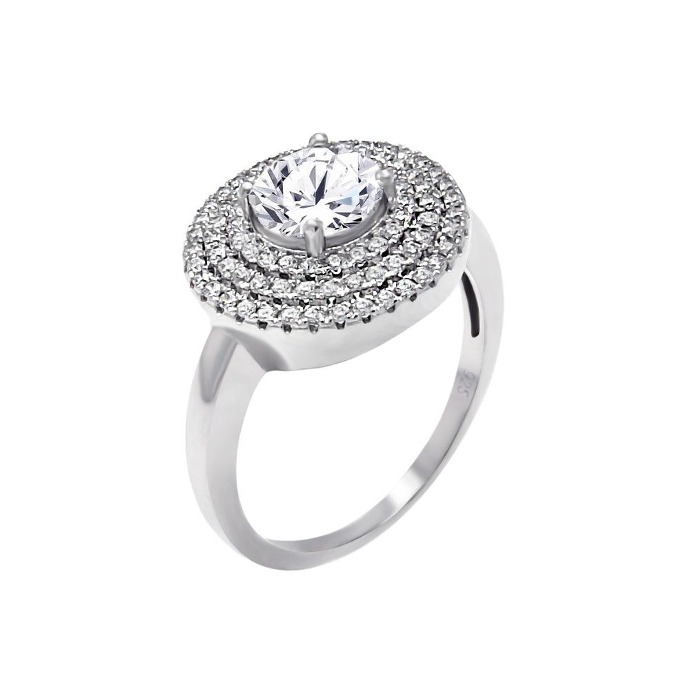 Rhodium Plated Sterling Silver 925 Micro Pave Clear CZ Round Ring Band Sizes 5-9