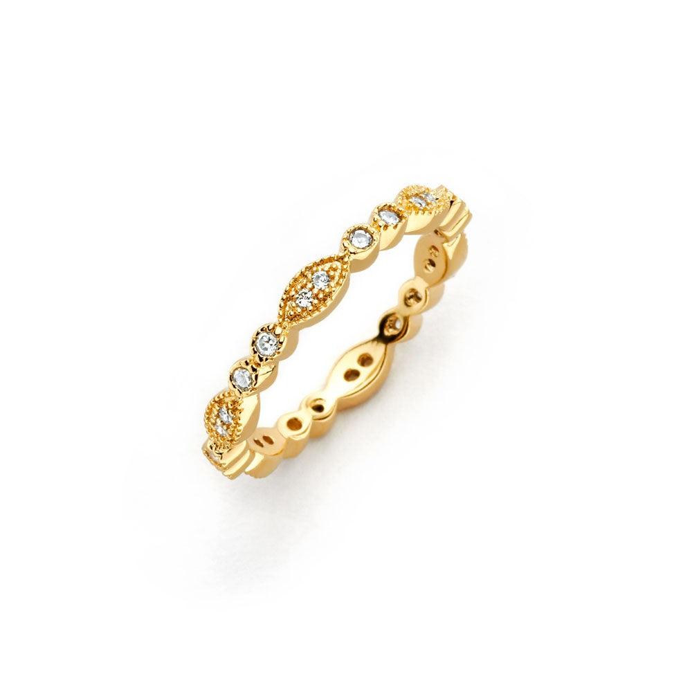 Gold Plated Sterling Silver 925 Clear CZ Stackable Eternity Ring Band Sizes 5-9