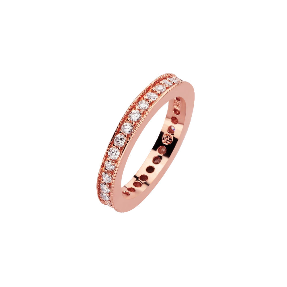 Sterling Silver Rose Gold Plated Channel CZ Stackable Eternity Ring Sizes 5-9