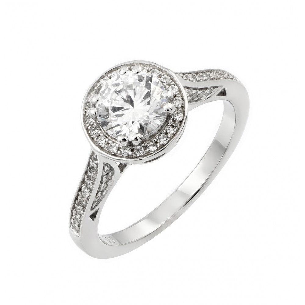 Rhodium Plated Sterling Silver 925 Clear Round CZ Wedding Ring Band Sizes 5-9