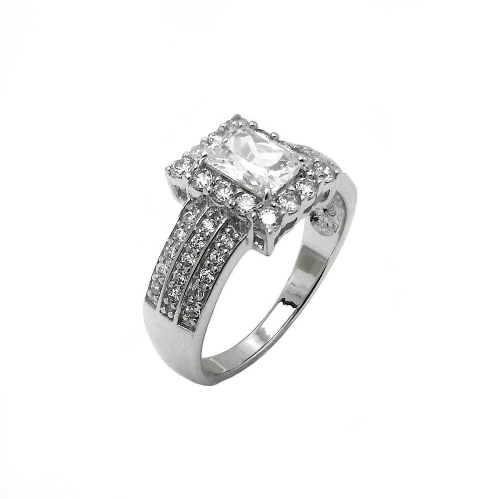 Rhodium Plated Sterling Silver 925 Clear CZ Bridal Engagement Ring Sizes 5-9