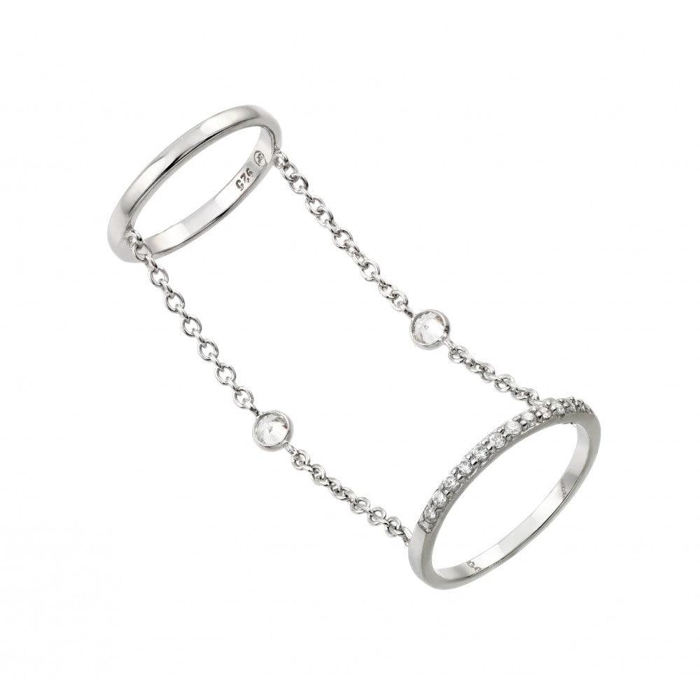 Rhodium Plated Sterling Silver 925 Small Round CZ Slave Wire Ring Band Sizes 5-9