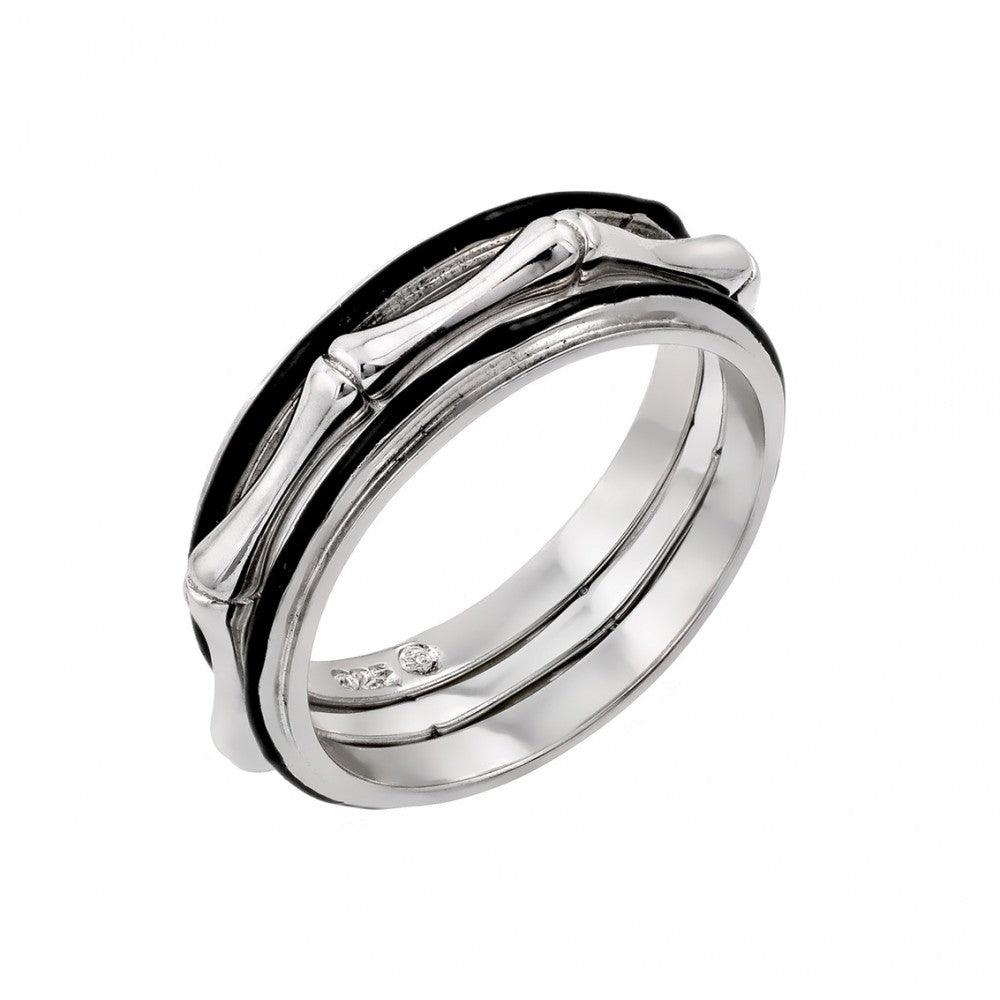 Black Rhodium Plated Sterling Silver 925 Bone Eternity Ring Band Sizes 5-9