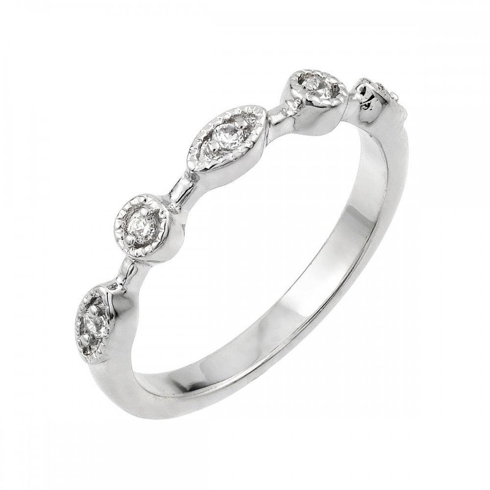 Sterling Silver .925 Rhodium Plated Multi Shaped Clear CZ Ring New Sizes 5-9