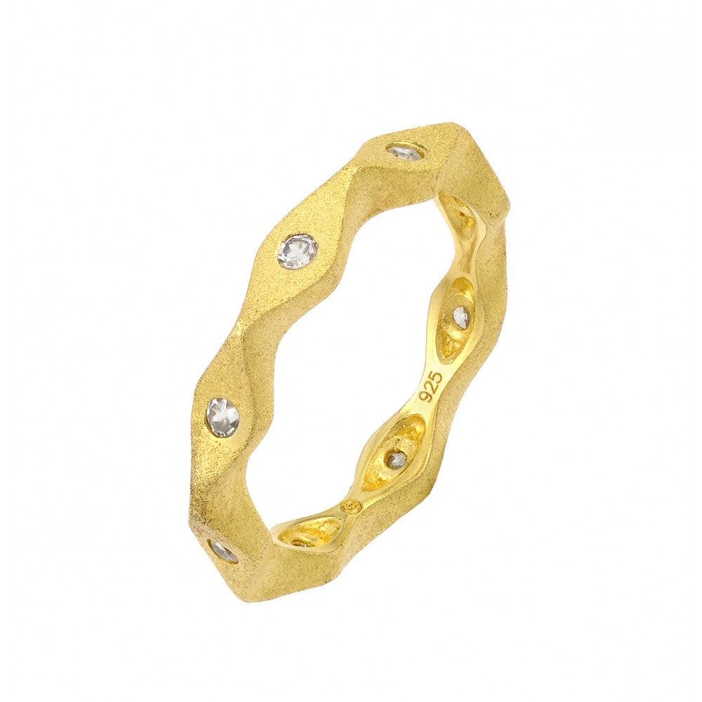 Gold Plated Sterling Silver 925 Infinity Clear CZ Ring Fancy Band Sizes 5-9
