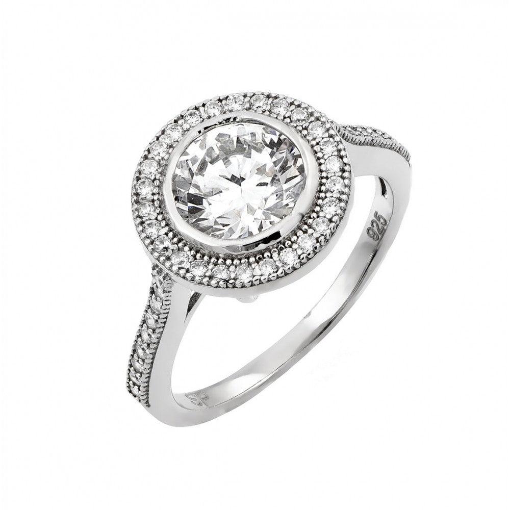 Rhodium Plated Sterling Silver 925 Micro Pave Clear CZ Ring Band Sizes 5-9