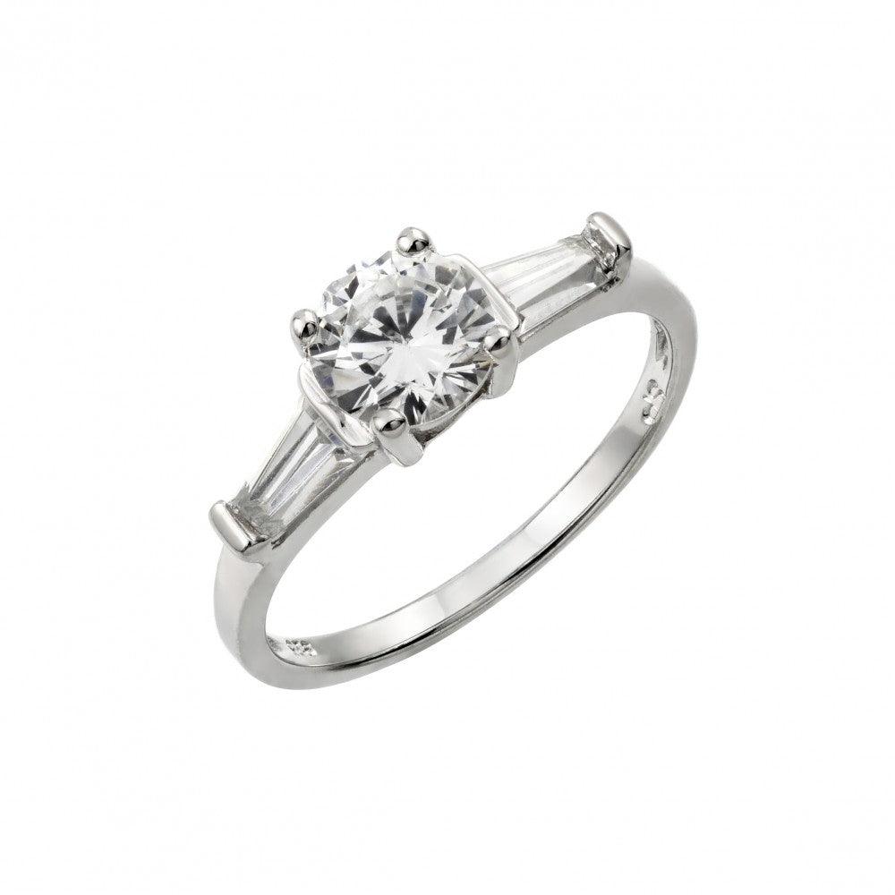 Polished Rhodium Plated Sterling Silver 925 Clear Round CZ Ring Band Sizes 5-9