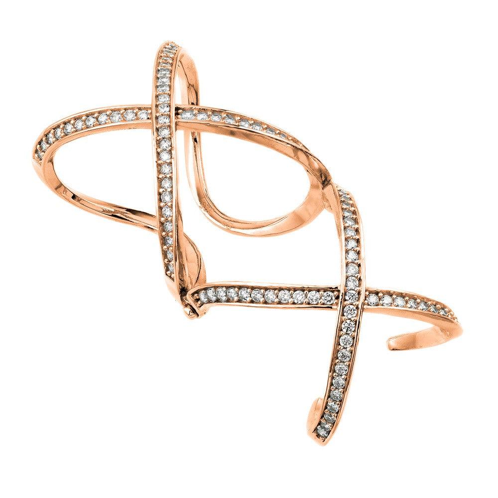 Rose Gold Plated Sterling Silver 925 Knuckle Extension CZ X X Ring Sizes 6-8