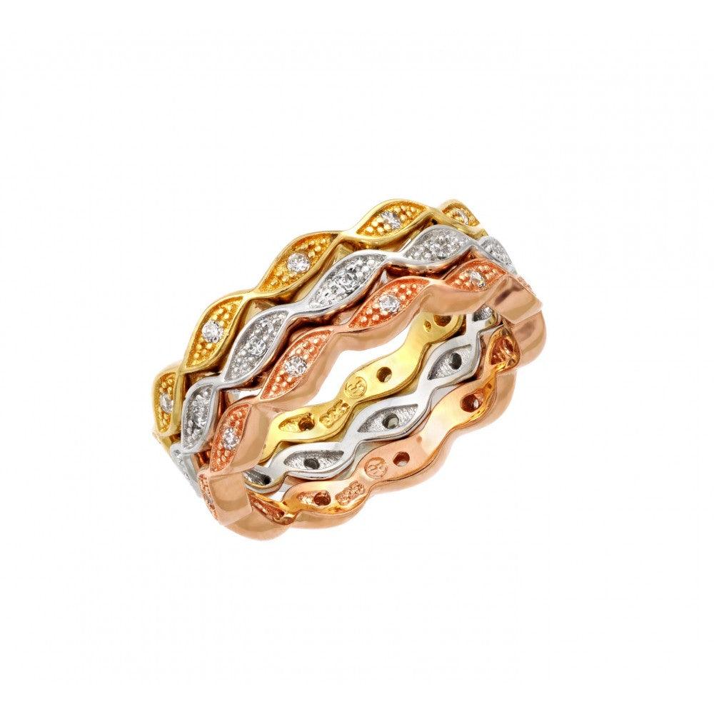 Rhodium Rose Gold Plated Sterling Silver 925 Stackable Eternity Ring Sizes 5-9