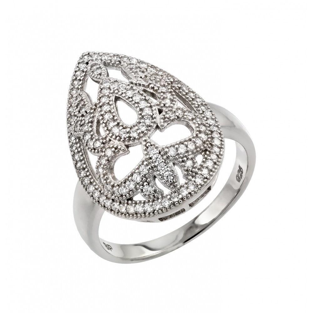 Rhodium Plated Sterling Silver 925 Micro Pave Clear CZ Ring Band Sizes 5-9