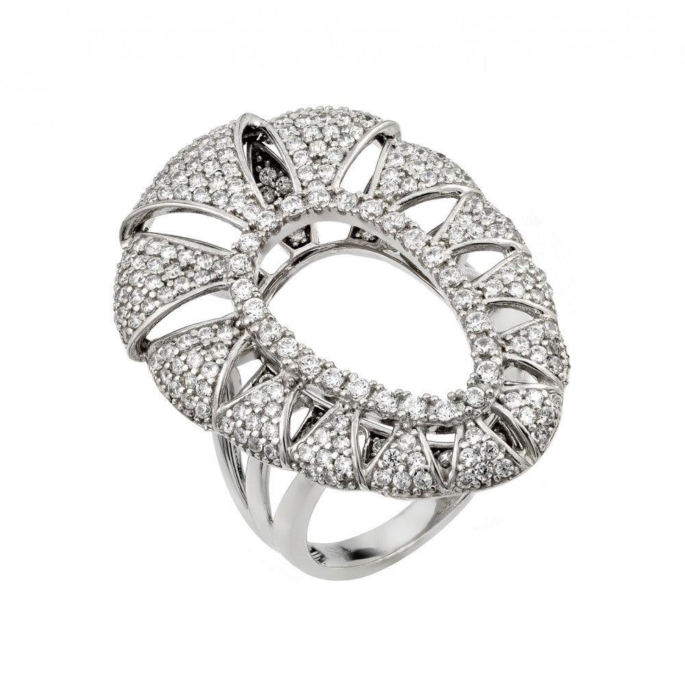 Sterling Silver 925 Rhodium Plated Micro Pave Clear CZ Cocktail Ring Sizes 5-9