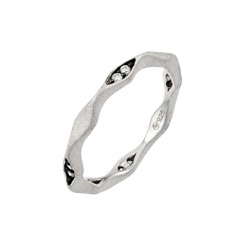 Black Rhodium Plated Sterling Silver 925 Clear CZ Eternity Ring Band Sizes 5-9