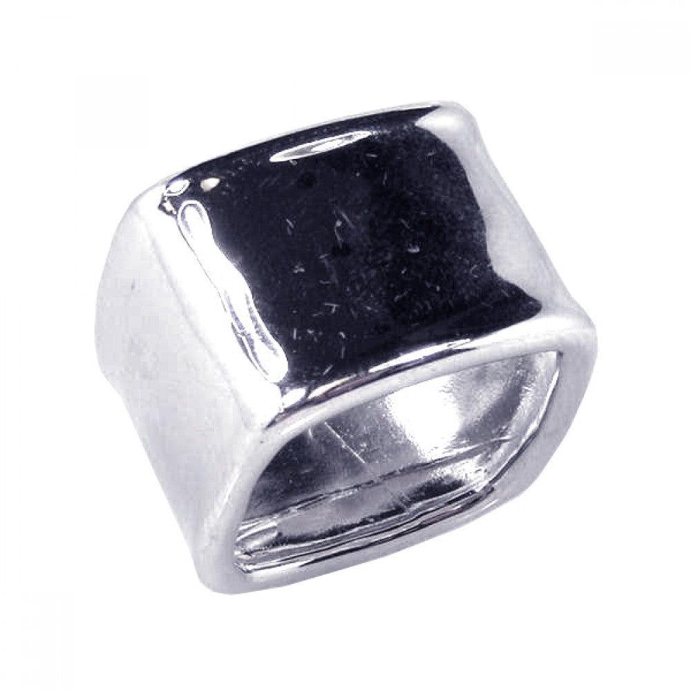Rhodium Plated Sterling Silver 925 Polished Square Shaped Ring Band Sizes 5-9