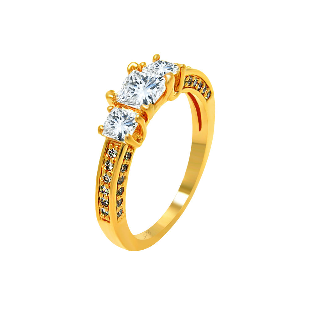 Rose Gold Plated Sterling Silver 925 Clear CZ Past Present Future Ring Sizes 5-9