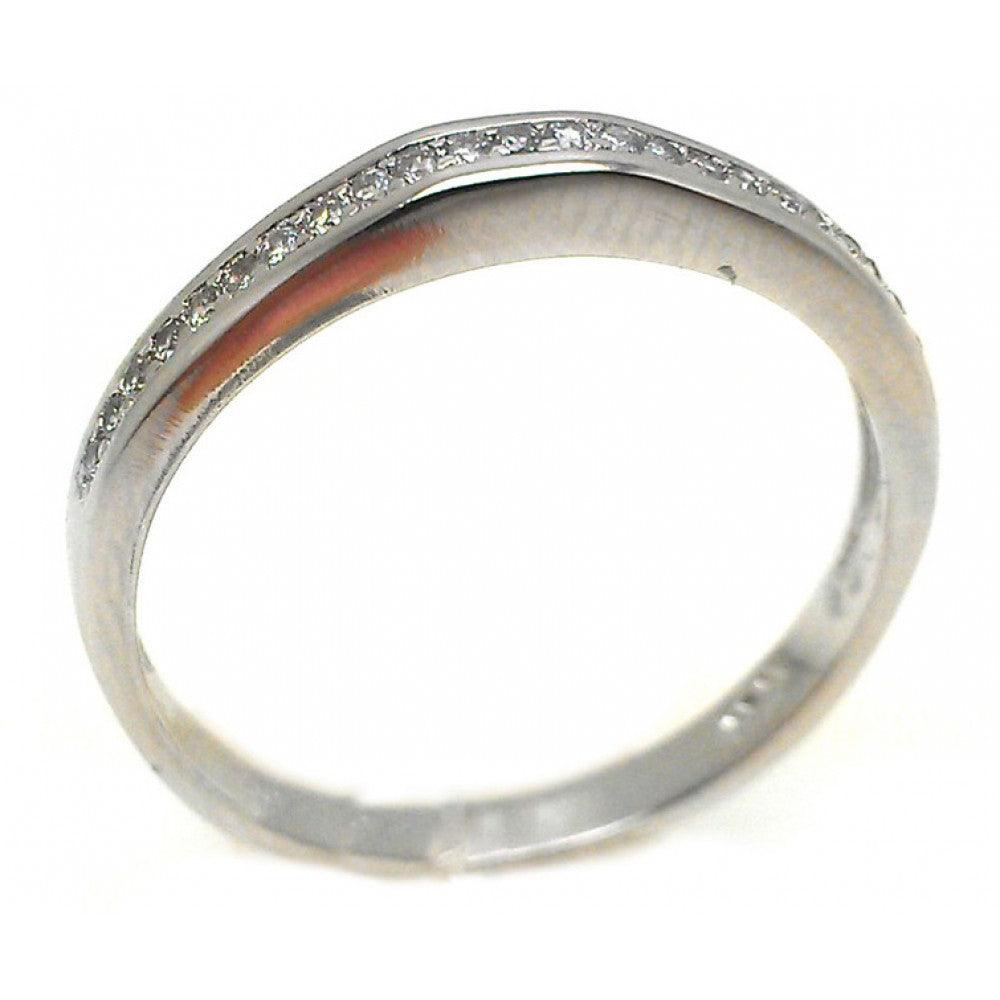 Rhodium Plated Sterling Silver 925 Channel Set Clear CZ Ring Band Sizes 5-9