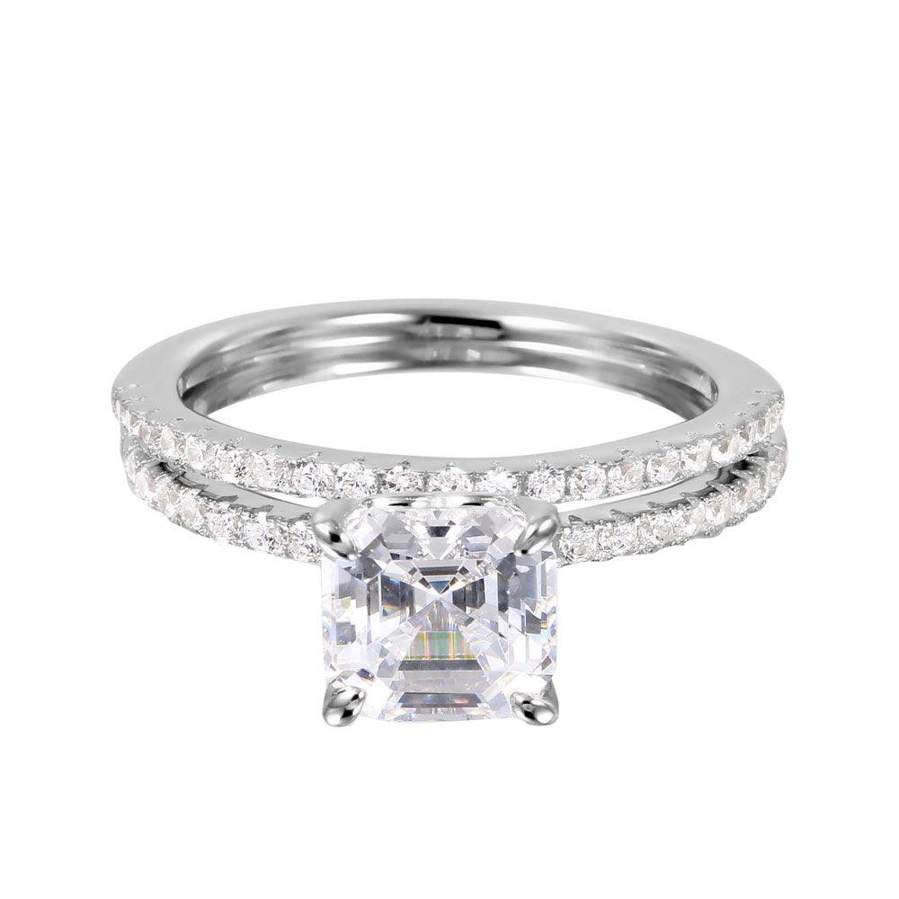 Rhodium Plated Sterling Silver 925 Stackable Clear CZ Bridal Ring Band Sizes 5-9