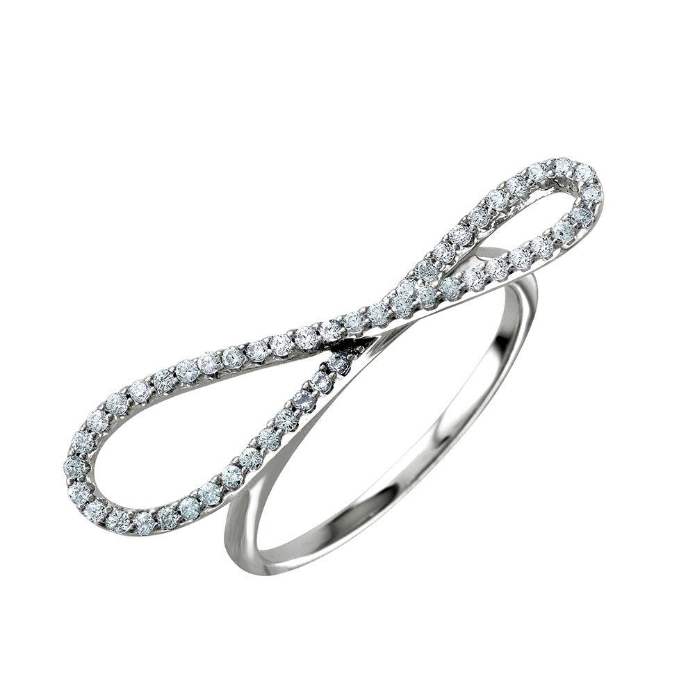 Rhodium Plated Sterling Silver 925 Abstract Infinity Clear CZ Ring Sizes 4.5-9