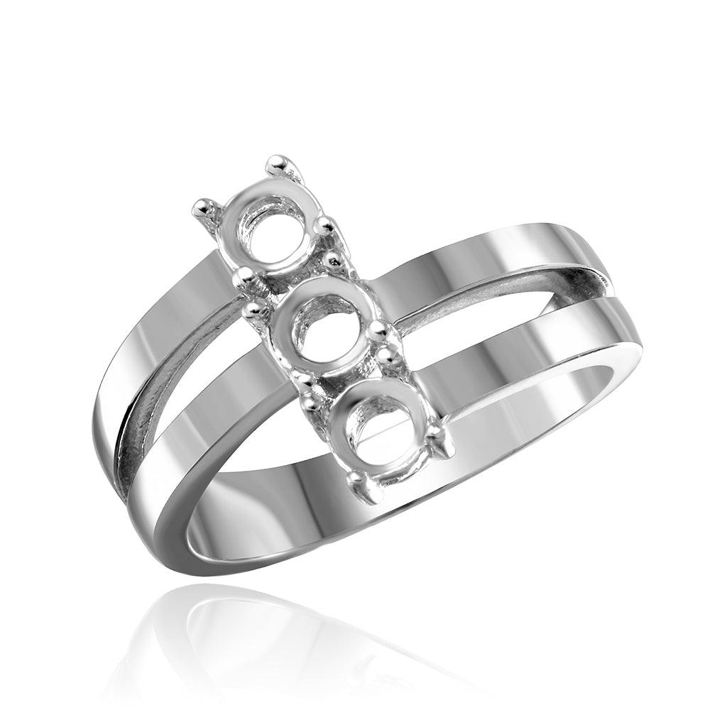 High Polished Rhodium Plated Sterling Silver 925 Mounting Ring Band Sizes 5-9