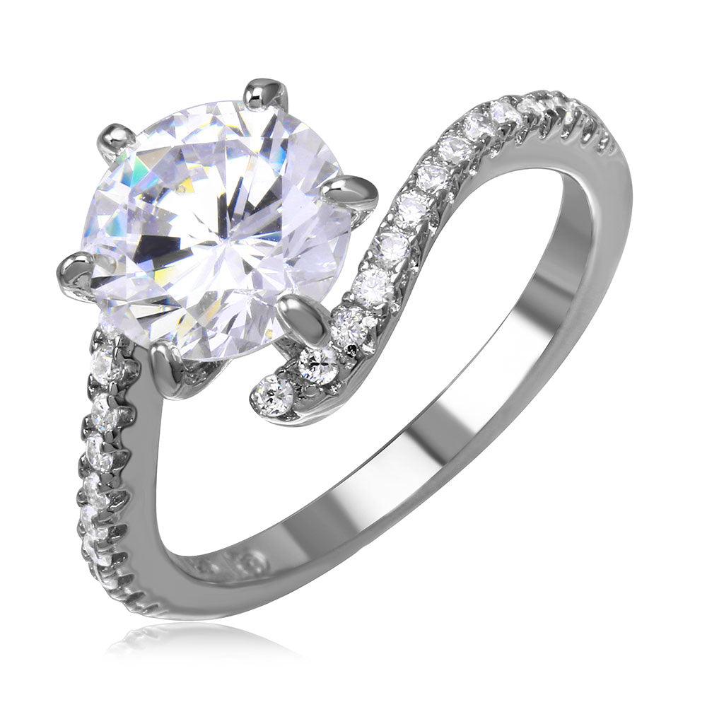 Rhodium Plated Sterling Silver 925 CZ Ring Cubic Zirconia Band Sizes 5-9
