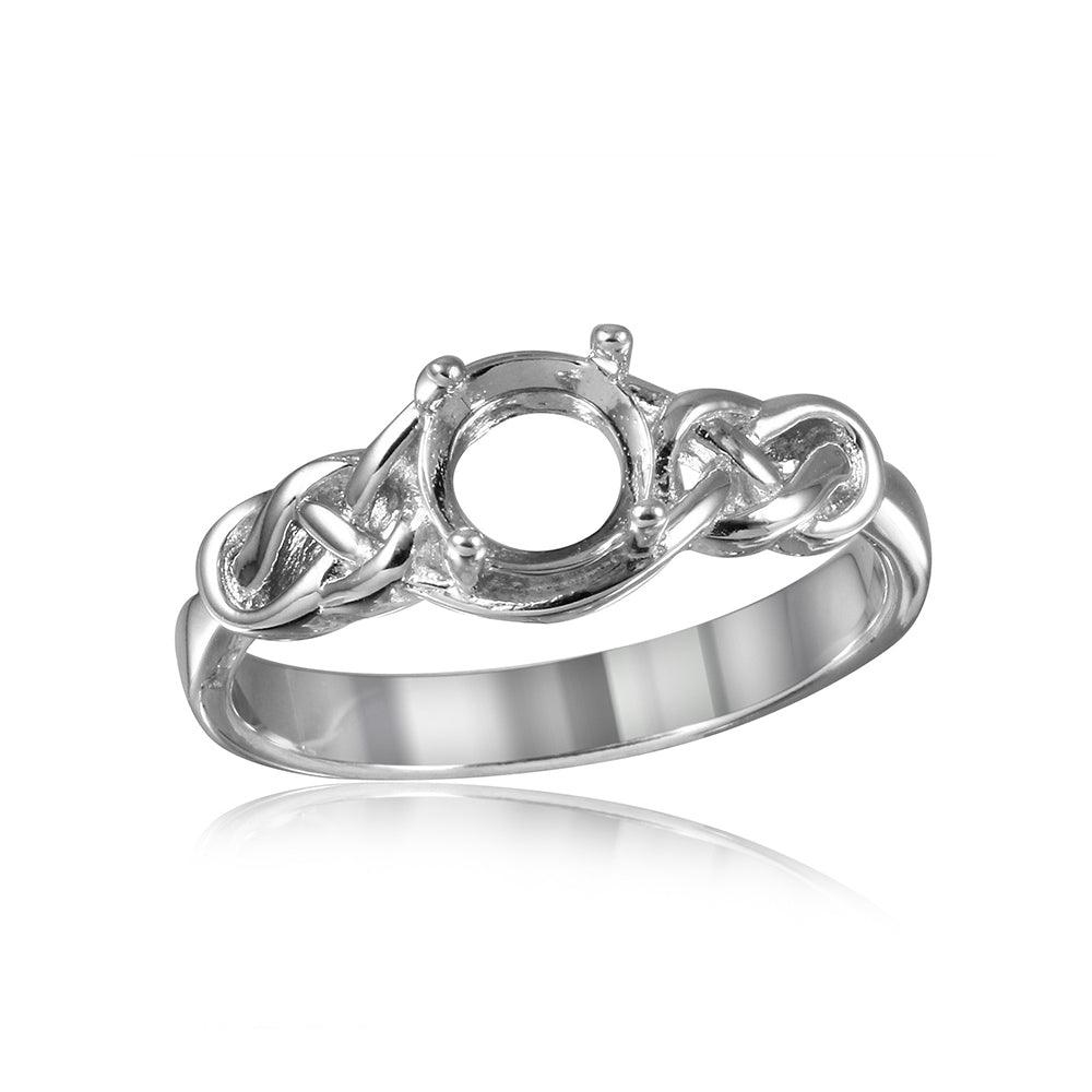 Rhodium Plated Sterling Silver 925 Knot Shank Mounting Ring Band Sizes 5-9