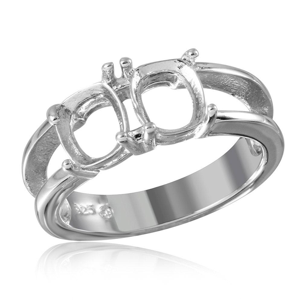 Rhodium Plated Sterling Silver 925 Open Shank Mounting Ring Band Sizes 5-9