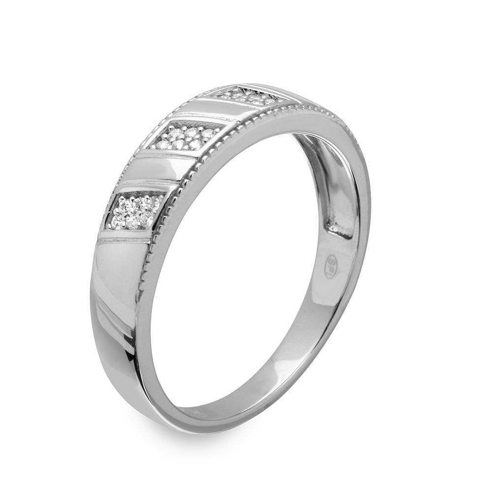Sterling Silver .925 Rhodium Plated Trio Clear CZ Wedding Band Ring Sizes 9-11