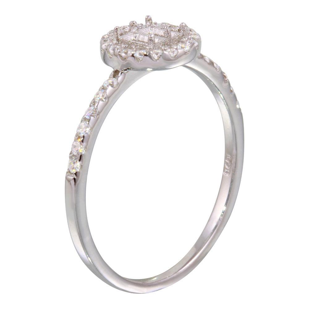 Rhodium Plated 925 Sterling Silver Center Circle Mounting Only Ring CZ Sizes 5-9