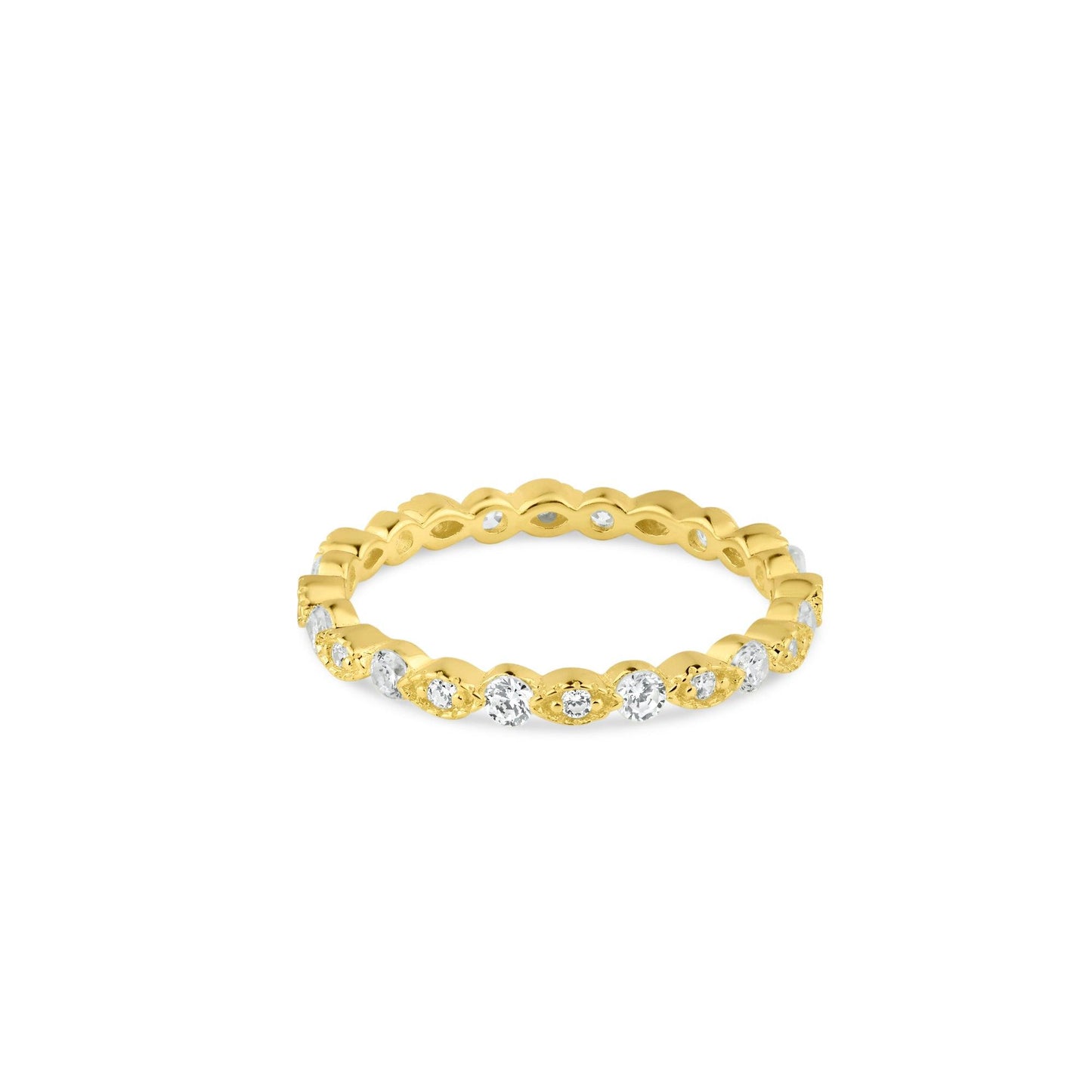 Gold Plated 925 Sterling Silver CZ Eye Pattern Eternity Ring Band Sizes 5-9