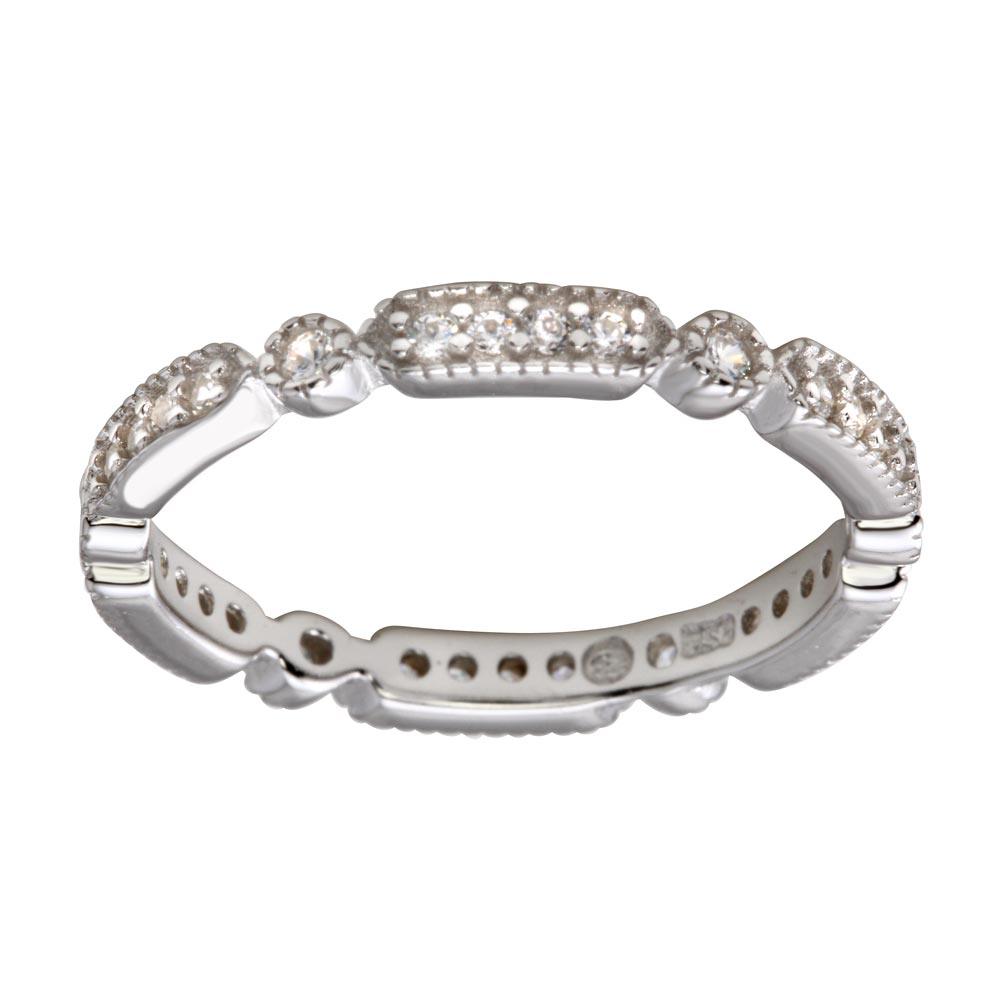 High Polished Rhodium Plated 925 Sterling Silver CZ Eternity Ring Band Sizes 5-9