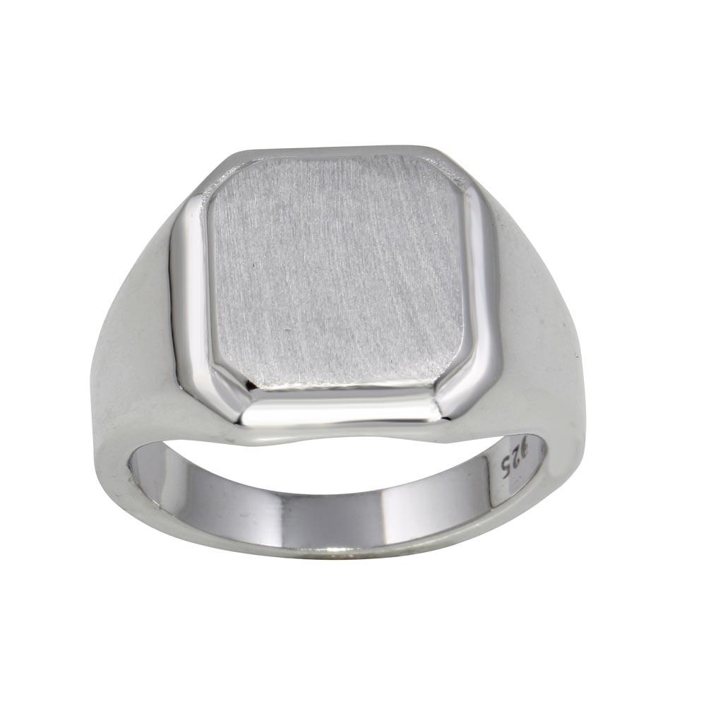 Rhodium Plated 925 Sterling Silver Engravable Octagon Ring Band Sizes 5-9