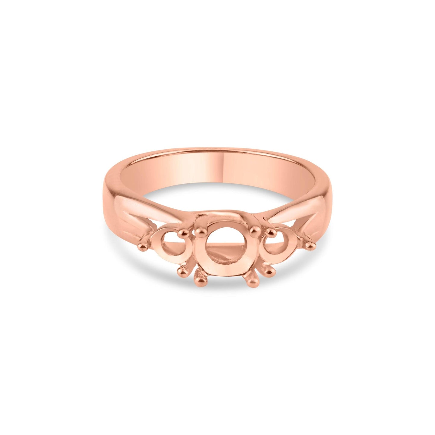 High Polished Rose Gold Plated 925 Sterling Silver Mounting Ring Band Sizes 5-9