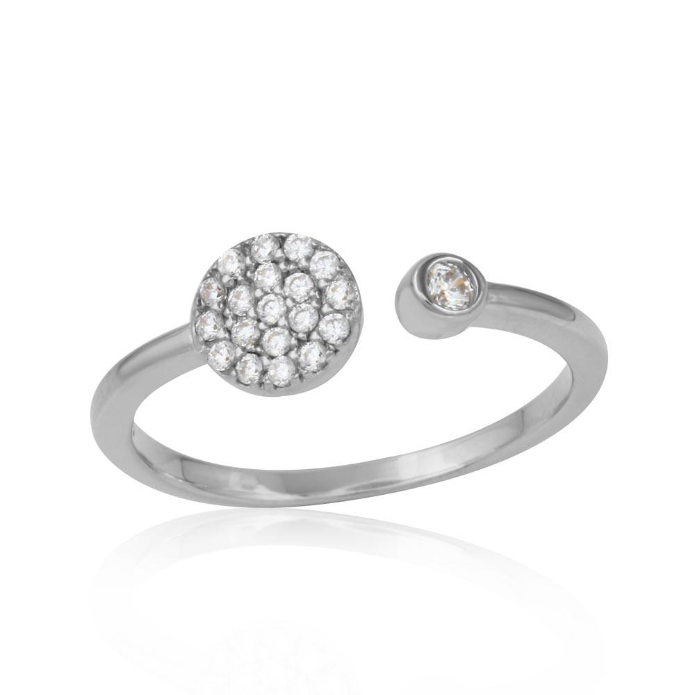 Rhodium Plated 925 Sterling Silver Open Ring Round CZ Circle Band Sizes 5-9