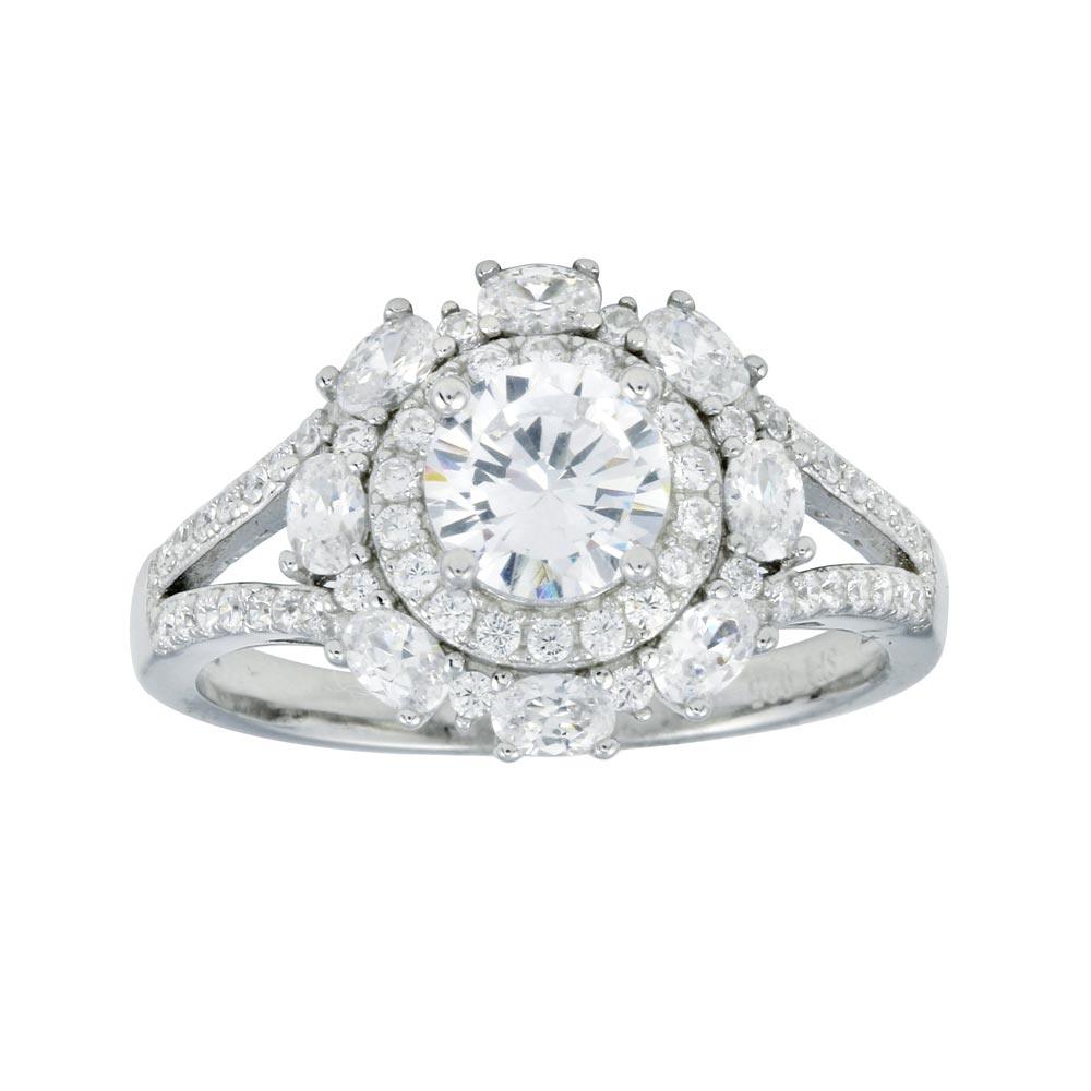 High Polished Rhodium Plated 925 Sterling Silver Clear CZ Ring Band Sizes 5-9