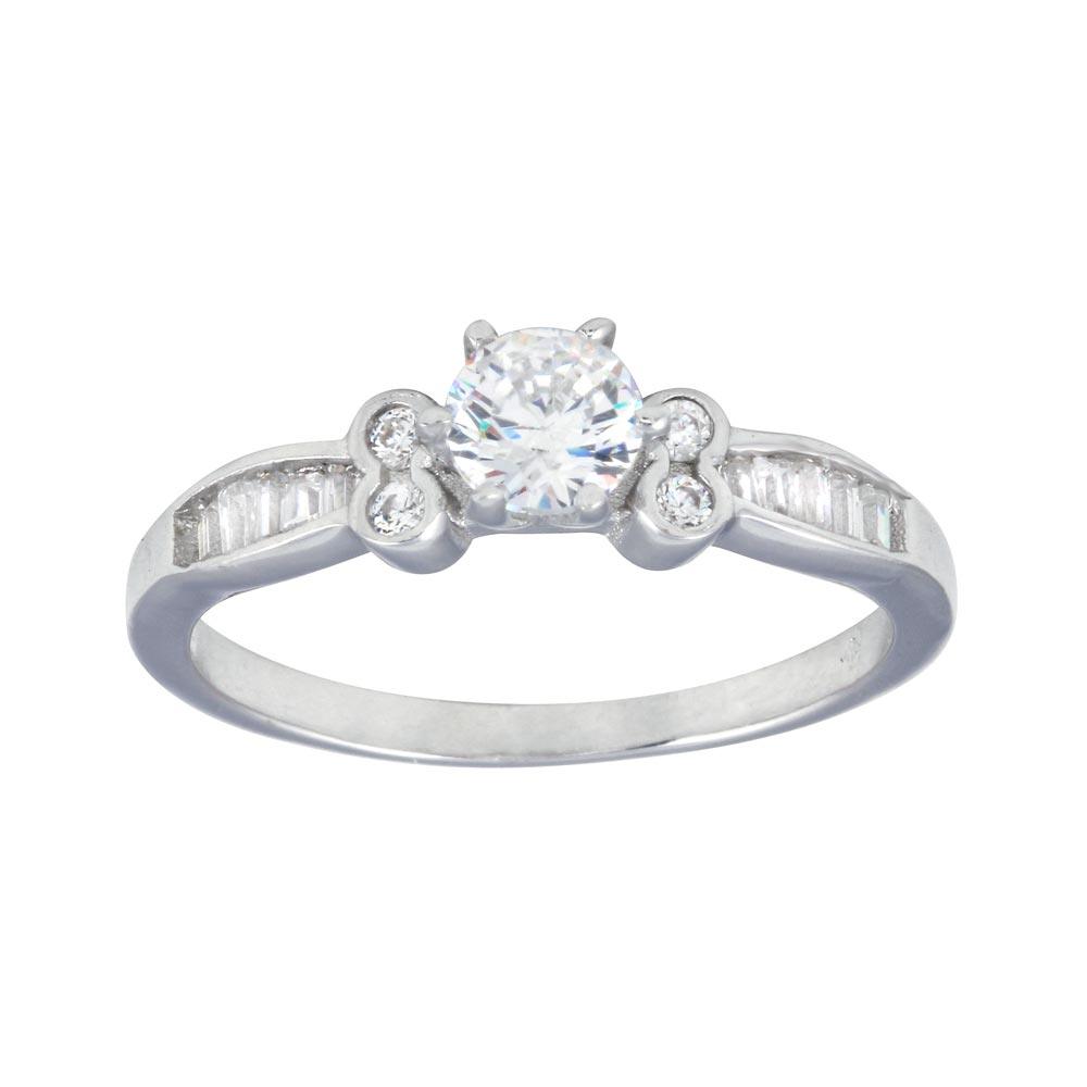 Rhodium Plated 925 Sterling Silver Baguette Shank CZ Bridal Ring Band Sizes 5-9