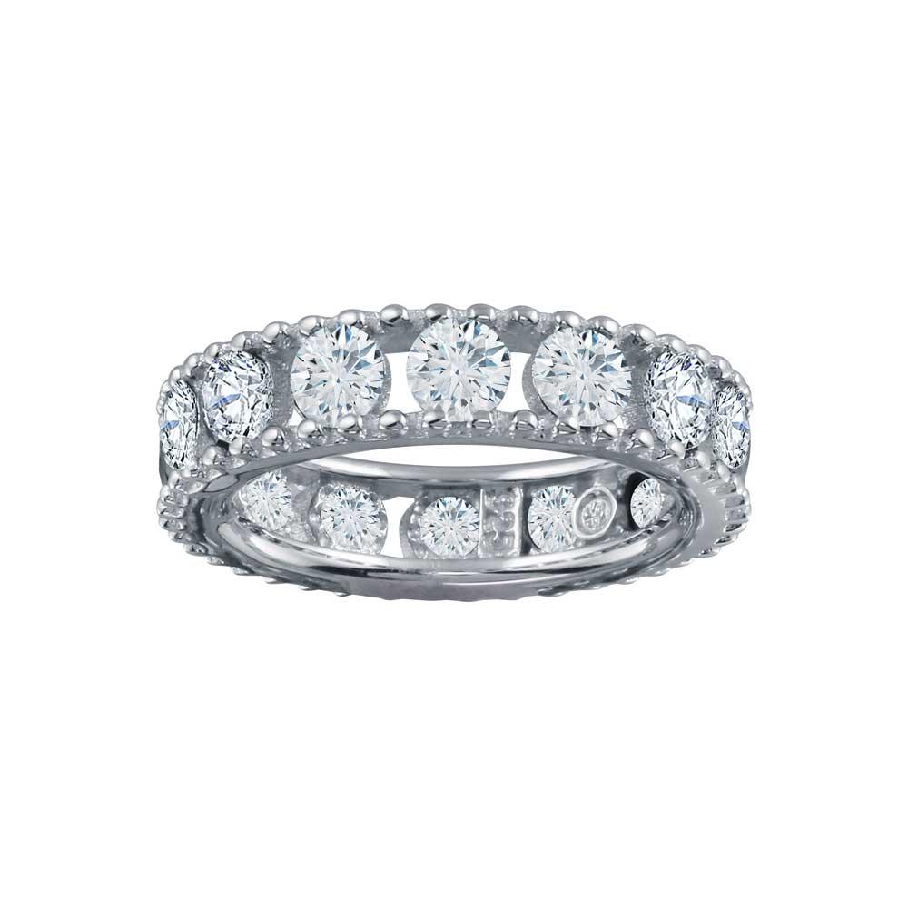 Rhodium Plated 925 Sterling Silver Round CZ Eternity Ring Band Sizes 5-9