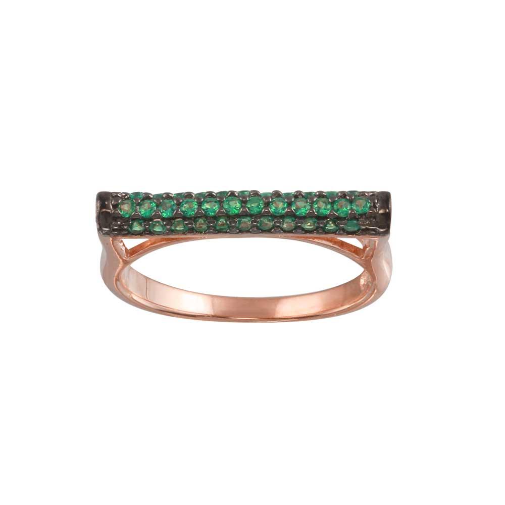 High Polished Rose Gold Plated 925 Sterling Silver Green CZ Ring Band Sizes 5-9