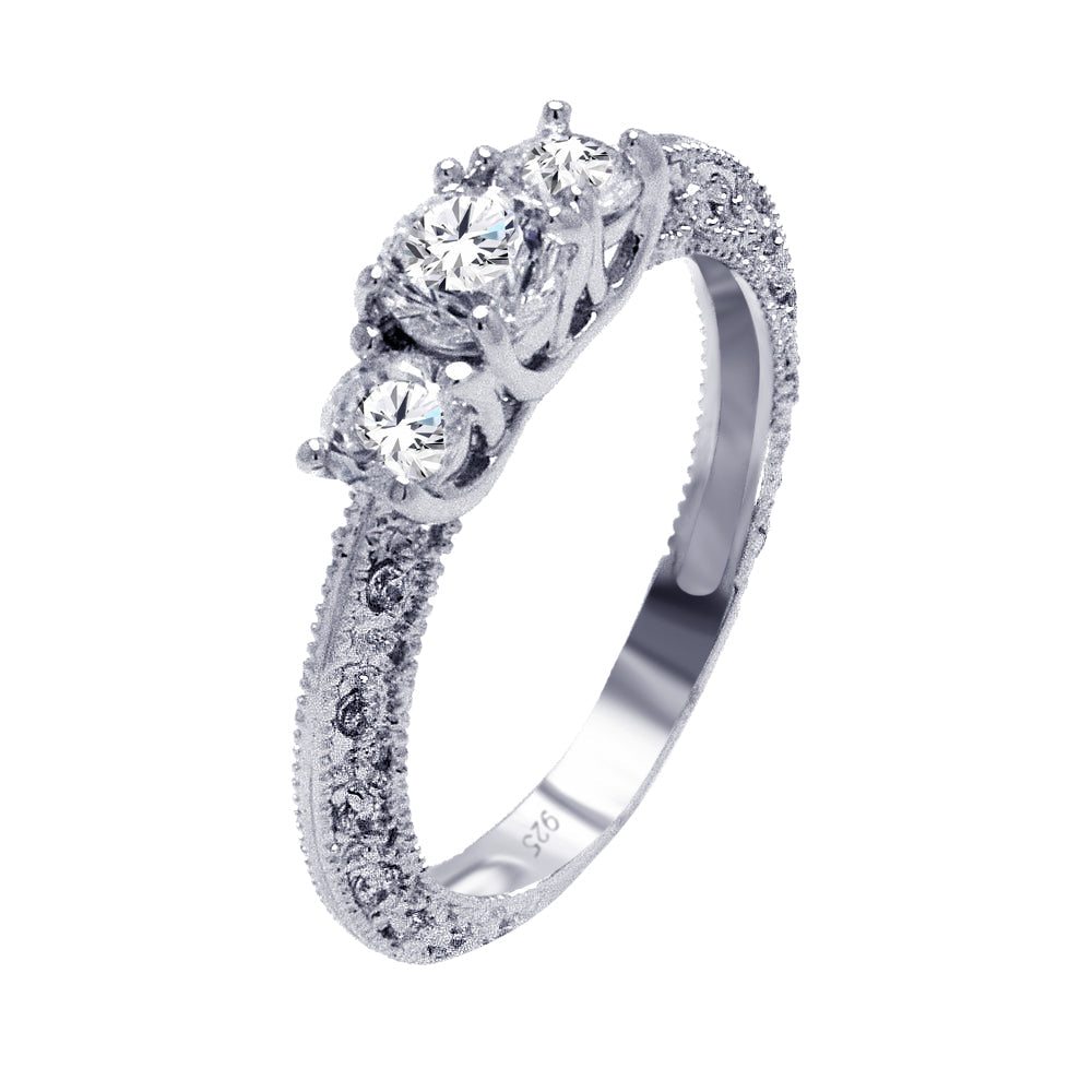 Rhodium Plated 925 Sterling Silver Clear CZ Ornate Bridal Ring Band Sizes 5-9