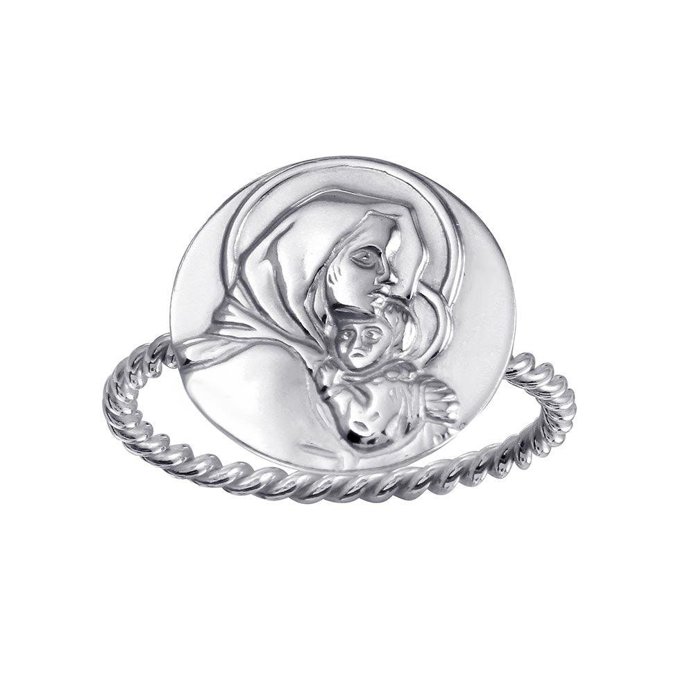 High Polished 925 Sterling Silver Mother Mary Medallion Ring Band Sizes 5-9