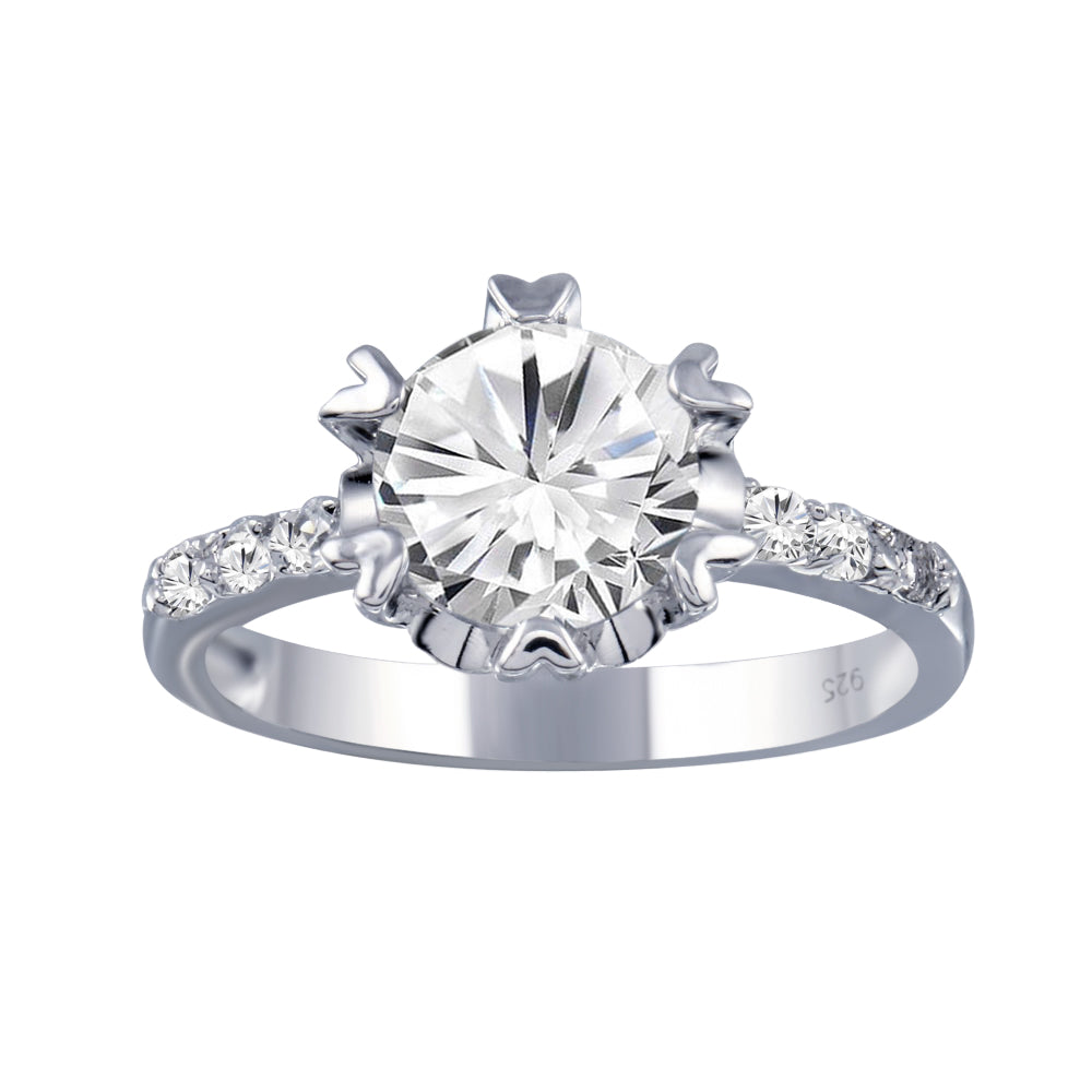 Rhodium Plated 925 Sterling Silver Clear CZ Bridal Ring Band Sizes 5-9