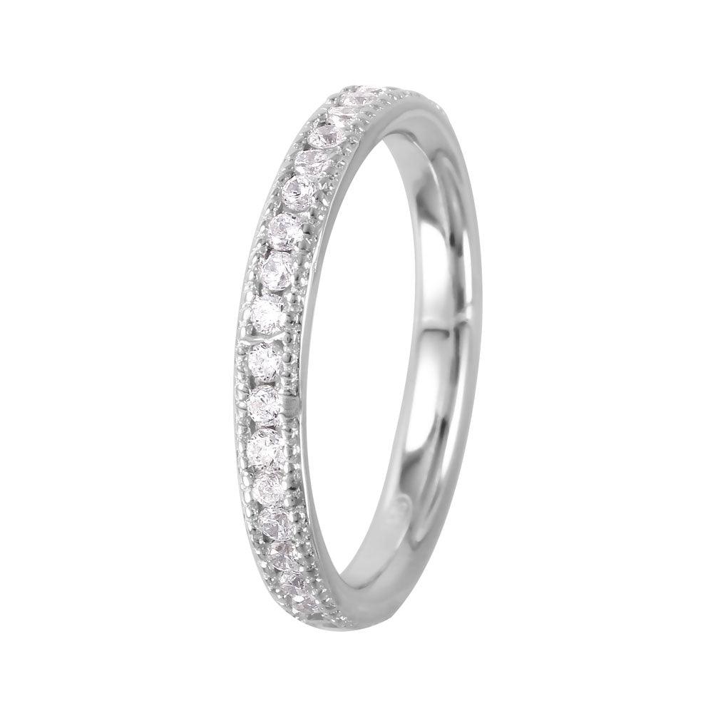 Rhodium Plated 925 Sterling Silver Channel Set CZ Band Polished Ring Sizes 5-9