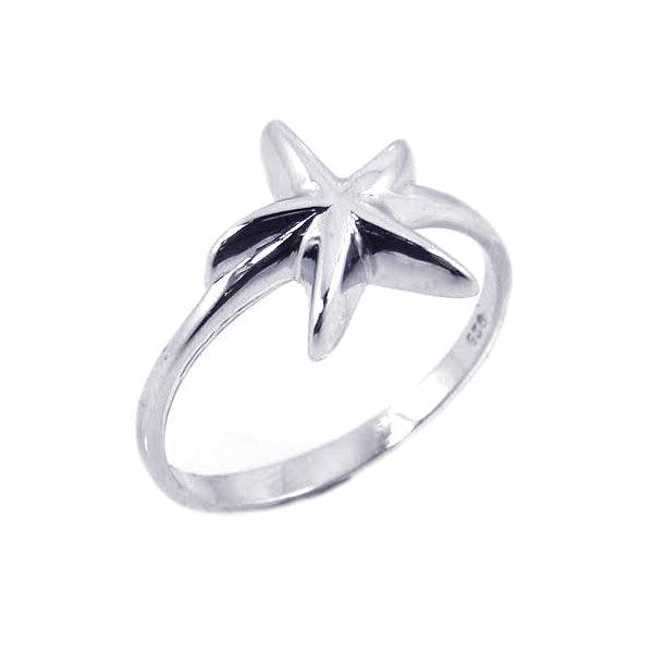 Rhodium Plated Sterling Silver 925 High Polished Starfish Ring Sizes 5-10
