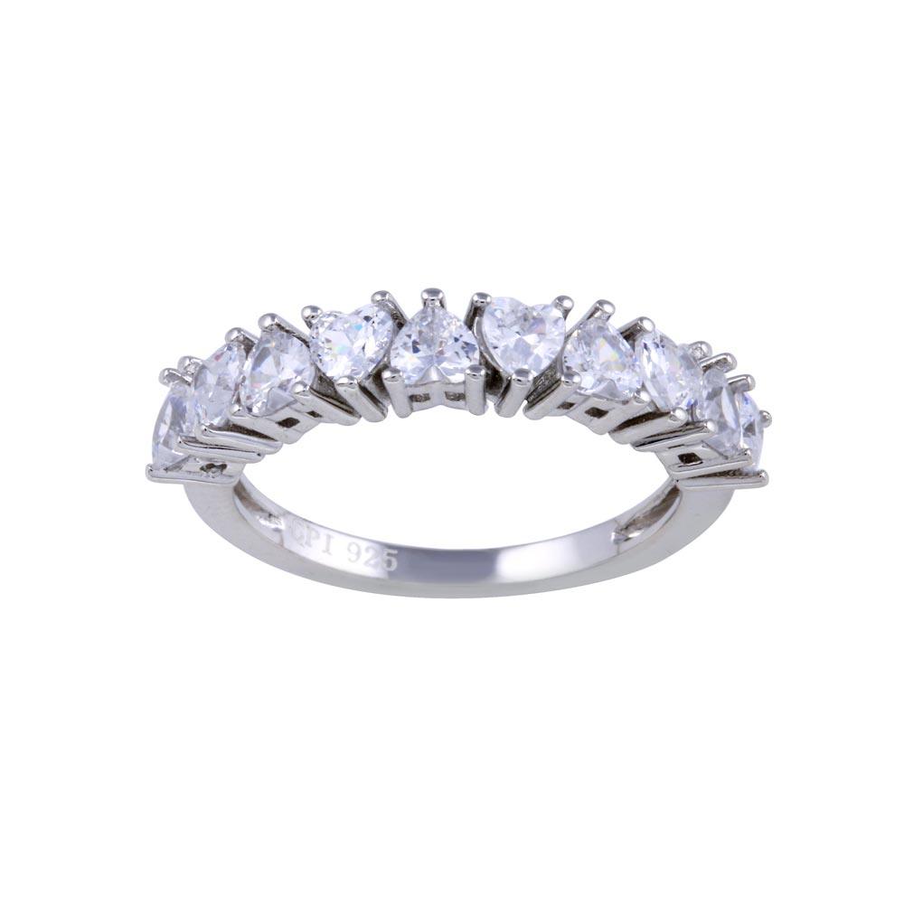 Rhodium Plated 925 Sterling Silver Multi Heart Clear CZ Ring Sizes 5-9