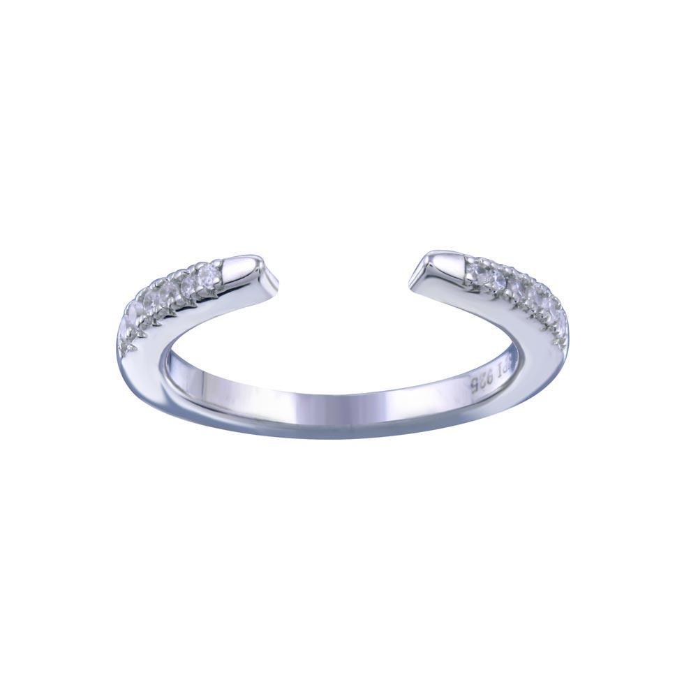 Rhodium Plated 925 Sterling Silver Open Clear CZ Band Ring Sizes 6-6