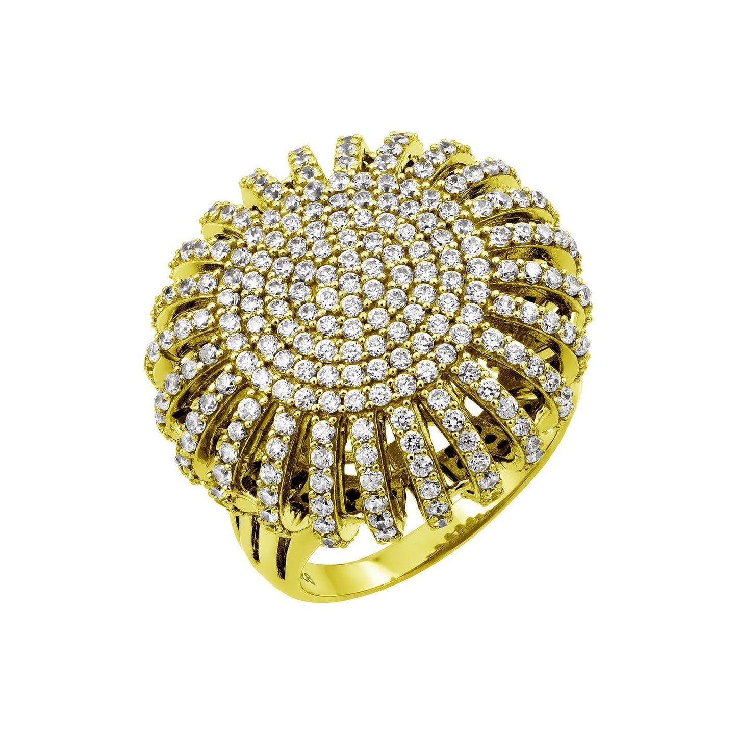 Gold Plated 925 Sterling Silver Micro Pave Clear CZ Ring Band Sizes 5-9