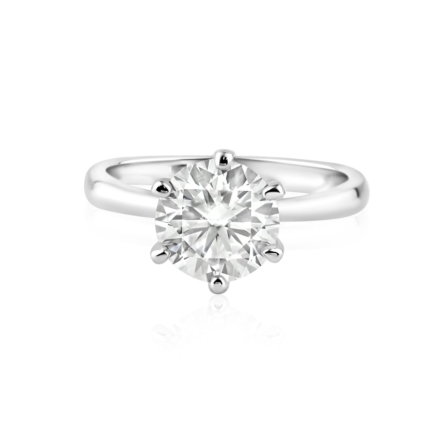 Rhodium Plated 925 Sterling Silver 2 Carat Moissanite Engagement Ring Sizes 5-9
