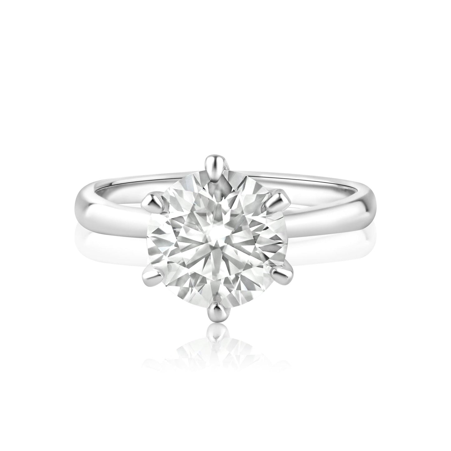 Rhodium Plated 925 Sterling Silver 3 Carat Moissanite Engagement Ring Sizes 5-9