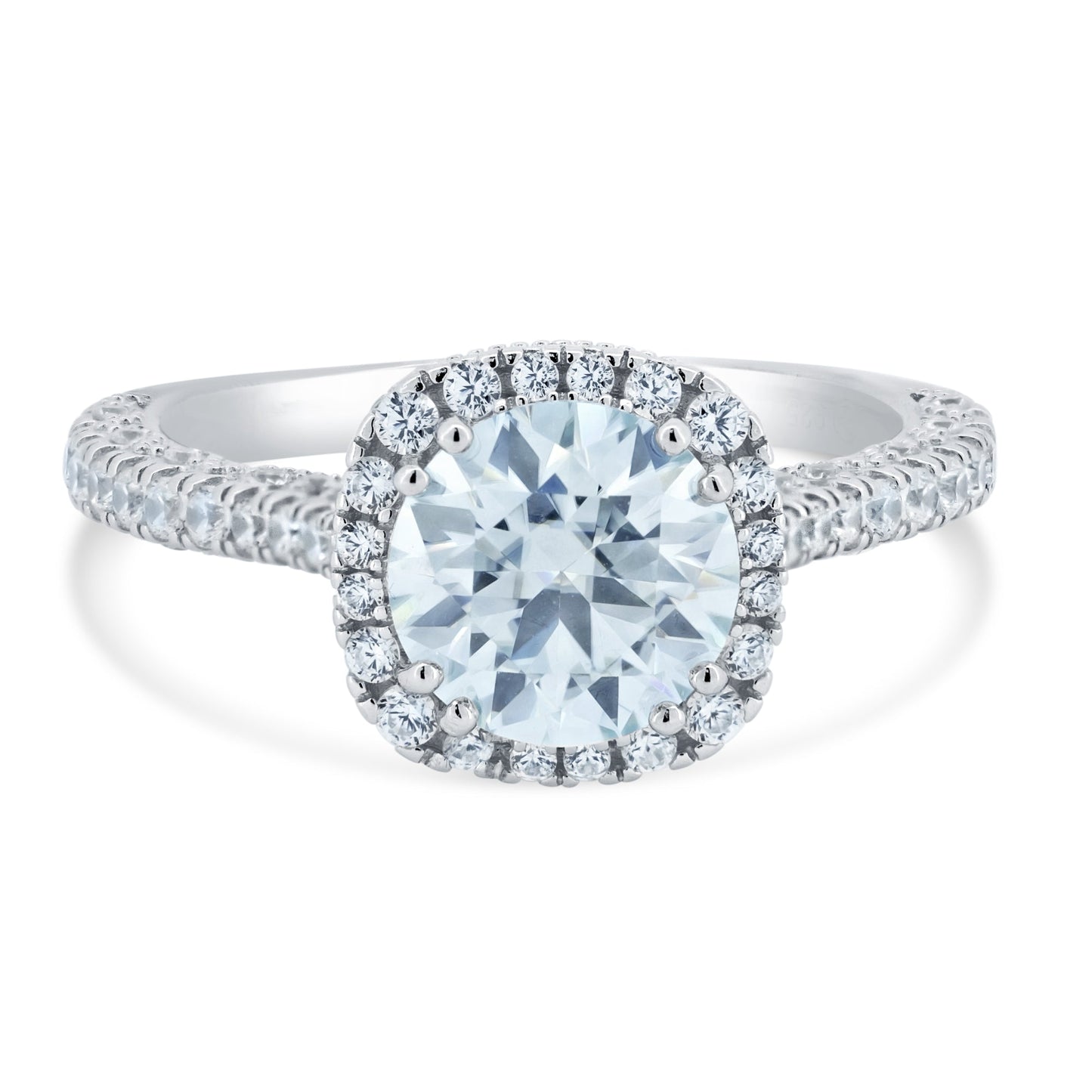 Rhodium Plated Sterling Silver 2 Carat Moissanite CZ Engagement Ring Sizes 5-9