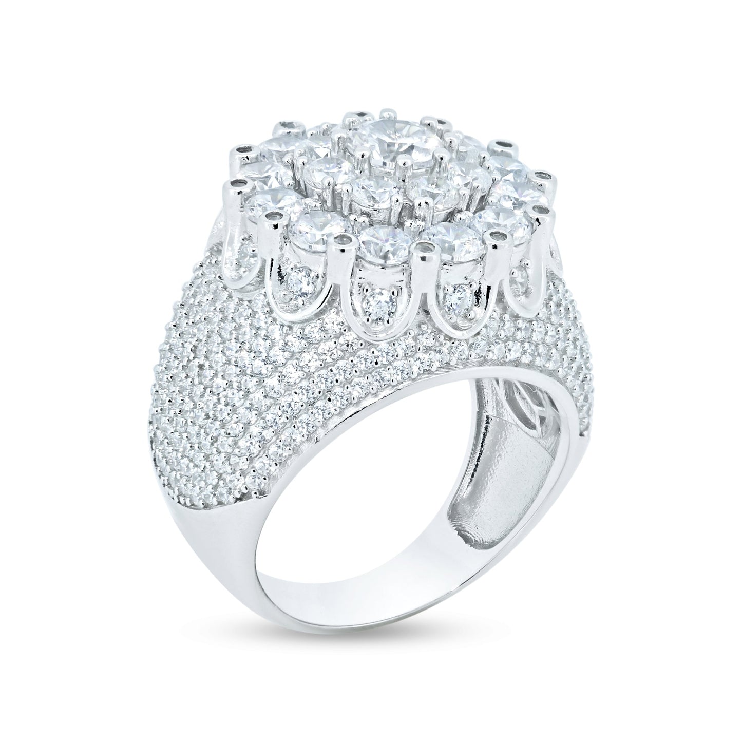 925 Sterling Silver Rhodium Plated Clear CZ Encrusted Ring Band Sizes 9-12