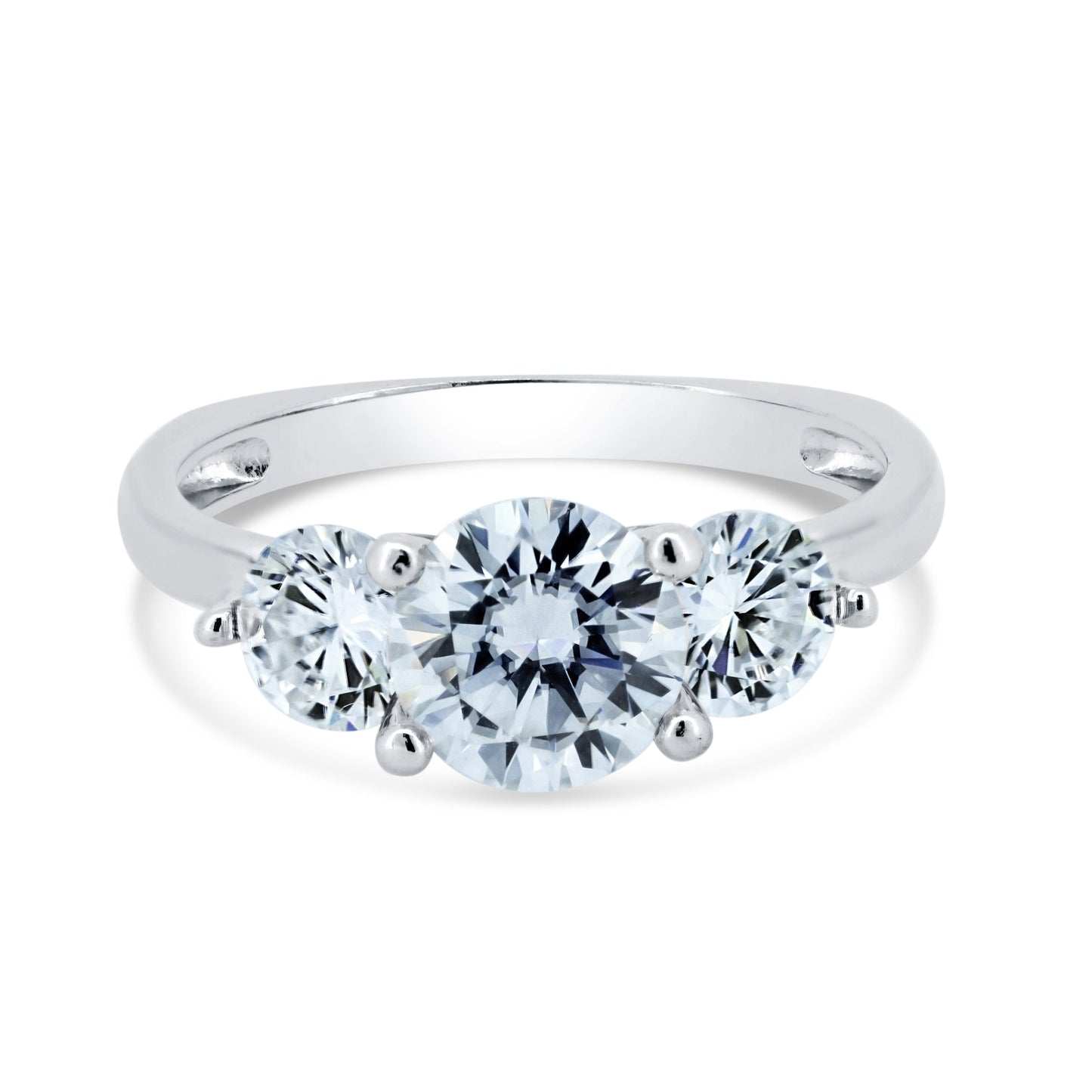 Rhodium Plated 925 Sterling Silver Past Present Future Moissanite Ring Sizes 5-9