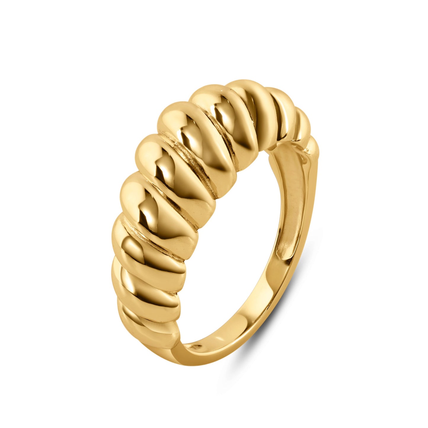 Gold Plated 925 Sterling Silver Croissant Design Polished Ring 7.9mm Sizes 5-9
